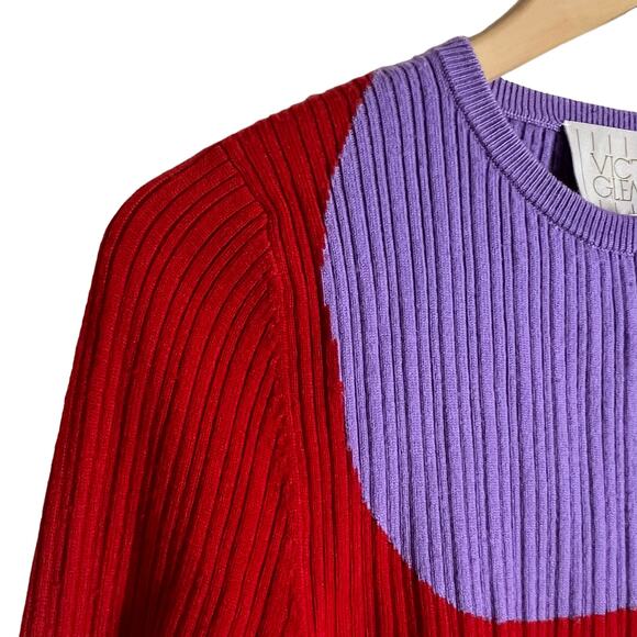 Victor Glemaud Red Purple Colorblock Cropped Cardigan Wool Sweater XS - Picture 7 of 14